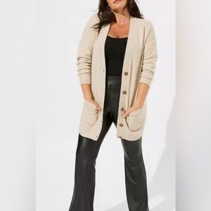 Vegan Cashmere Boyfriend Cardigan V-Neck Sweater Button Up Front, NWT size 3X